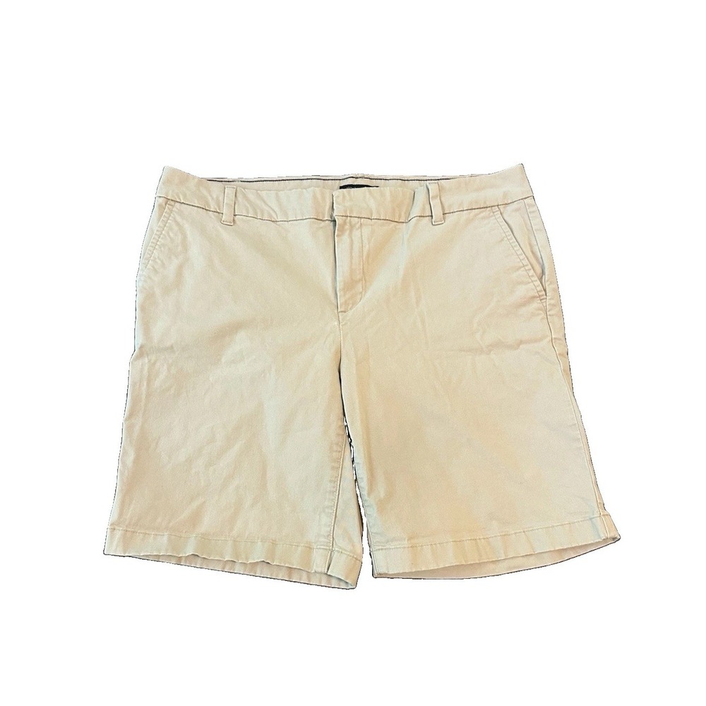Tommy Hilfiger Womens Bermuda Khaki Chino Shorts 12 Beige Classic Preppy Resort